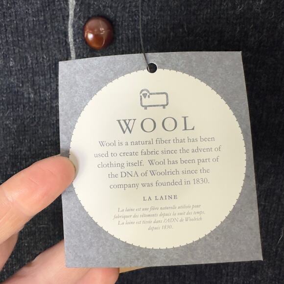 Woolrich Men's Medium Sweater Kennebeck Shetland 100% Wool Dark Gray Henley NWT - Picture 5 of 6